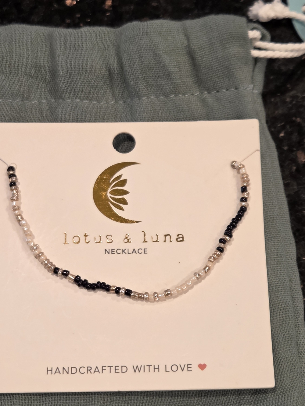 Beautiful Seed Bead Lotus and Luna Necklace